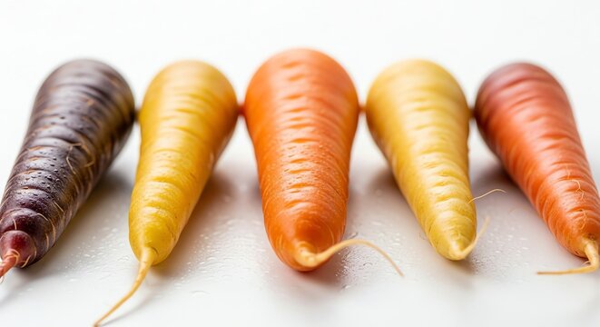Colorful carrots on white surface - Powered by Adobe