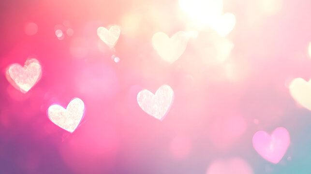 Pastel colors blending with soft light hearts creating a delicate love theme. Perfect for romantic, wedding, or celebration designs