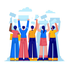 Democratic Expression and Public Protest Vector Illustration
