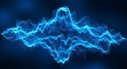 Abstract blue energy wave on dark background, representing power and technology.