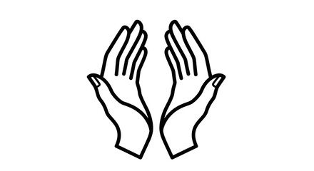Two hands reaching upwards, palms facing each other, in a simple line drawing.