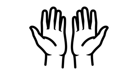 Obraz premium A simple black and white line drawing of two open hands facing forward.