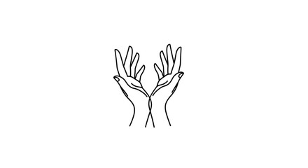 A minimalist line drawing of two open hands reaching upwards, symbolizing hope, prayer, or support.