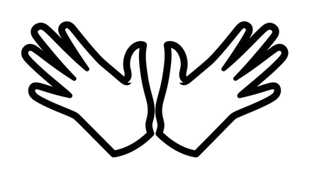 Two hands are shown in a symmetrical position, palms facing outwards, fingers spread wide.