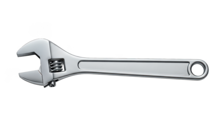 Chrome Adjustable Wrench Isolated On Black Background