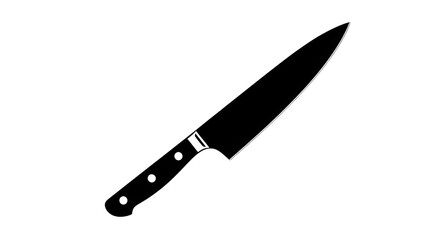 Minimalist Chefs Knife Outline On Black Background