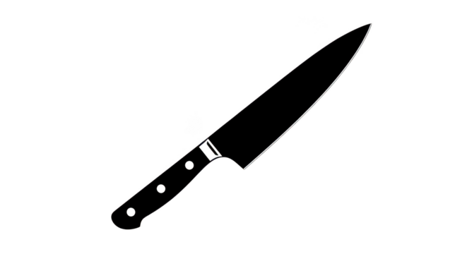 Minimalist Chefs Knife Outline On Black Background
