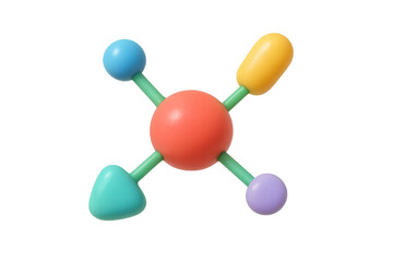 Obraz premium Colorful 3d molecule structure model representing science, chemistry, education and abstract connection concept on a transparent background