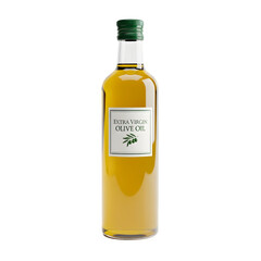 A glass bottle of cooking oil isolated on a transparent or white background. PNG
