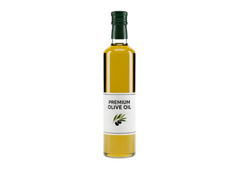 A glass bottle of cooking oil isolated on a transparent or white background. PNG
