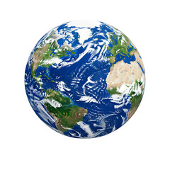 Planet Earth globe isolated on a transparent or white background. PNG
