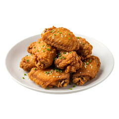 Crispy chicken wings isolated on a transparent or white background. PNG
