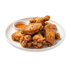 Crispy chicken wings isolated on a transparent or white background. PNG
