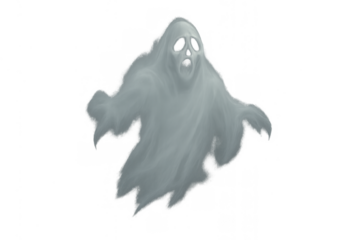 Ghostly apparition floating with a transparent, eerie presence, perfect for halloween, horror, or paranormal themes