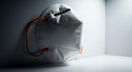 White N95 face mask against gray background