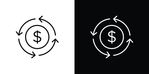 Cash flow icon thin line outline concept. Linear style icon. Editable stroke. Vector