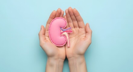 World Kidney Day Delicate Hands Gently Cup a Soft, Padded Kidney Representation, Symbolizing Health and Care