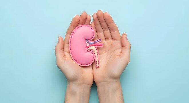World Kidney Day Delicate Hands Gently Cup a Soft, Padded Kidney Representation, Symbolizing Health and Care