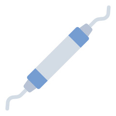 Periodontal scaler flat icon. Removes plaque on teeth. Used in dental cleaning