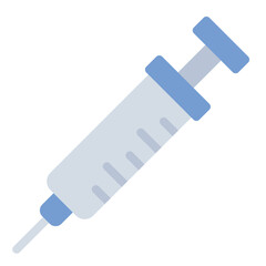 Syringe flat icon. Injects or extracts fluid. Used in vaccines and treatment