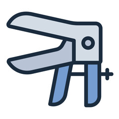 Vaginal speculum filled line icon. Opens vaginal canal. Used in gynecological exams