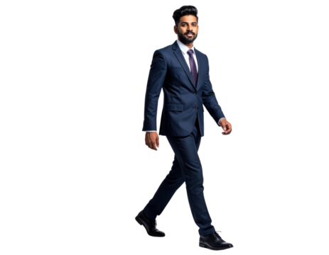 Confident Young Indian Businessman Walking Forward in a Stylish Suit. - Powered by Adobe
