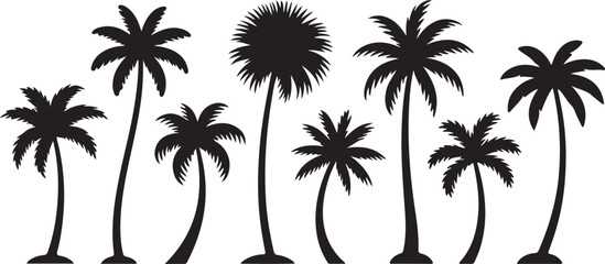 Fototapeta premium Black palm tree silhouettes