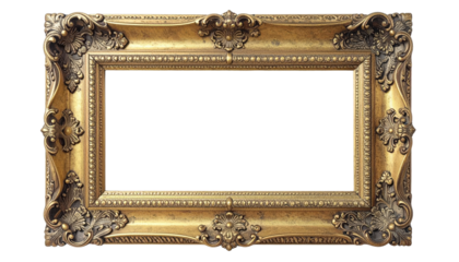 Ornate antique golden picture frame with intricate carvings and elegant design.