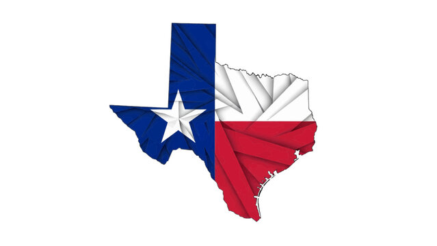 Vector illustration&nbsp;of texas state map with flag texture, symbolizing patriotism and regional pride, isolated on transparent background 