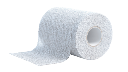Roll of white medical plaster bandage isolated on transparent background