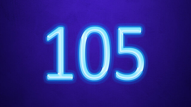 Glowing blue number design of 105 on blue background.