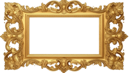 Ornate Golden Frame with Intricate Carvings and Blank Interior.