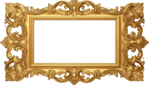 Ornate Golden Frame with Intricate Carvings and Blank Interior.