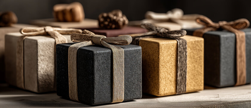 Elegant gift boxes presents with ribbons for christmas holiday celebration - Powered by Adobe