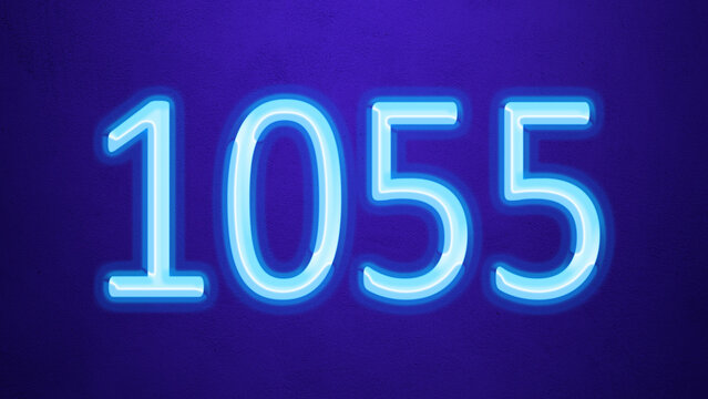 Glowing blue number design of 1055 on blue background.