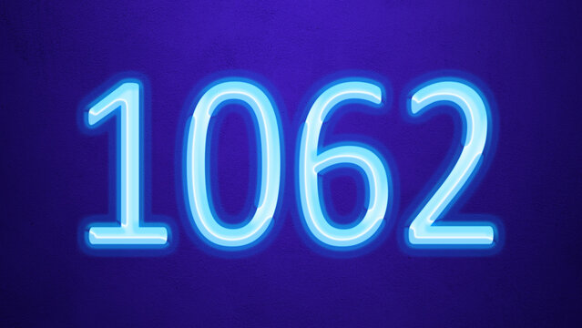 Glowing blue number design of 1062 on blue background.