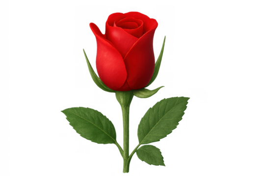 Red rose bud presenting romance, love, passion, and beauty for valentine's day or wedding concepts, transparent background