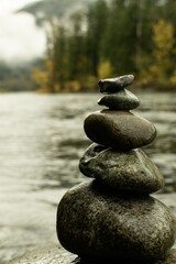zen stones on the river