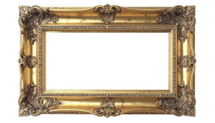 Ornate Golden Picture Frame with Intricate Carvings and Blank Space 3.