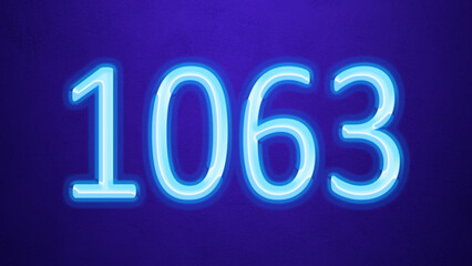 Glowing blue number design of 1063 on blue background.