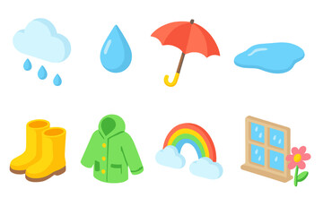 Naklejka premium Weather-themed icon set. Charming 3d icons for weather conditions and seasons.