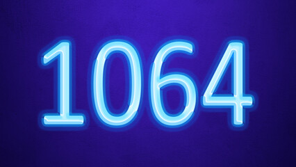 Glowing blue number design of 1064 on blue background.