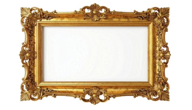Ornate Golden Picture Frame with Intricate Carvings and Blank Space 6.