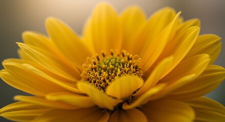 Close up of a vibrant yellow flower with delicate petals and detailed center