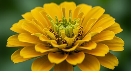 Close up of a vibrant yellow flower with detailed petals and soft lighting