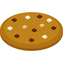 Pixel Art Chocolate Chip Cookie With White Choco Chips on Transparent Background
