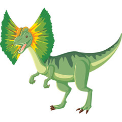 Pixel Art Dinosaur With Green Frill Displayed on Transparent Background