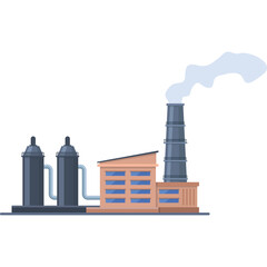 Pixel Art Factory With Smokestack Emitting Smoke Against White Background Vector Illustration