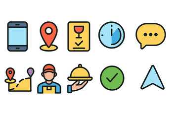 Fototapeta premium Travel and tourism icon set. Vacation and navigation flat icons collection