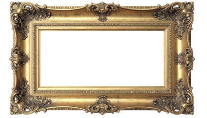 Ornate Golden Picture Frame with Intricate Carvings.